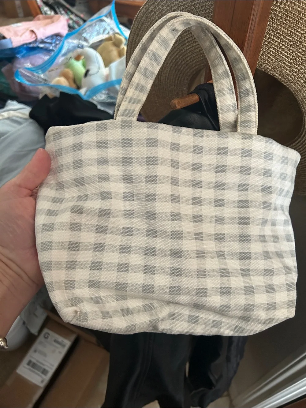 Urban Outfitters Gray and White Gingham Tote